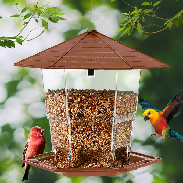 Planet Gates Red-brown / 22.1X19.3X19.81 Cm 1pc Bird Feeders For Outside, With A Latch Feature Bird Feeder, Retractable Bird Feeder, Wild Bird Seed For Outside Feeder Garden Decoration Yard Art For Bird Watchers