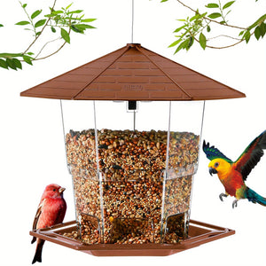 Planet Gates Red-brown / 22.1X19.3X19.81 Cm 1pc Bird Feeders For Outside, With A Latch Feature Bird Feeder, Retractable Bird Feeder, Wild Bird Seed For Outside Feeder Garden Decoration Yard Art For Bird Watchers