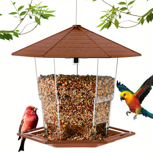 Planet Gates Red-brown / 22.1X19.3X19.81 Cm 1pc Bird Feeders For Outside, With A Latch Feature Bird Feeder, Retractable Bird Feeder, Wild Bird Seed For Outside Feeder Garden Decoration Yard Art For Bird Watchers