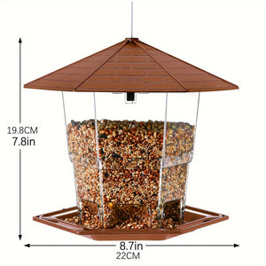Planet Gates Red-brown / 22.1X19.3X19.81 Cm 1pc Bird Feeders For Outside, With A Latch Feature Bird Feeder, Retractable Bird Feeder, Wild Bird Seed For Outside Feeder Garden Decoration Yard Art For Bird Watchers