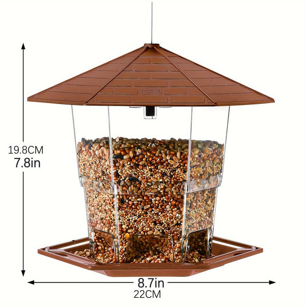 Planet Gates Red-brown / 22.1X19.3X19.81 Cm 1pc Bird Feeders For Outside, With A Latch Feature Bird Feeder, Retractable Bird Feeder, Wild Bird Seed For Outside Feeder Garden Decoration Yard Art For Bird Watchers