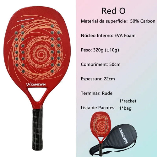 Planet Gates RED Camewin Beach Tennis Racket Full Carbon Fiber Rough Surface Outdoor Sports Ball Racket For Men Women Adult Senior Player Hot
