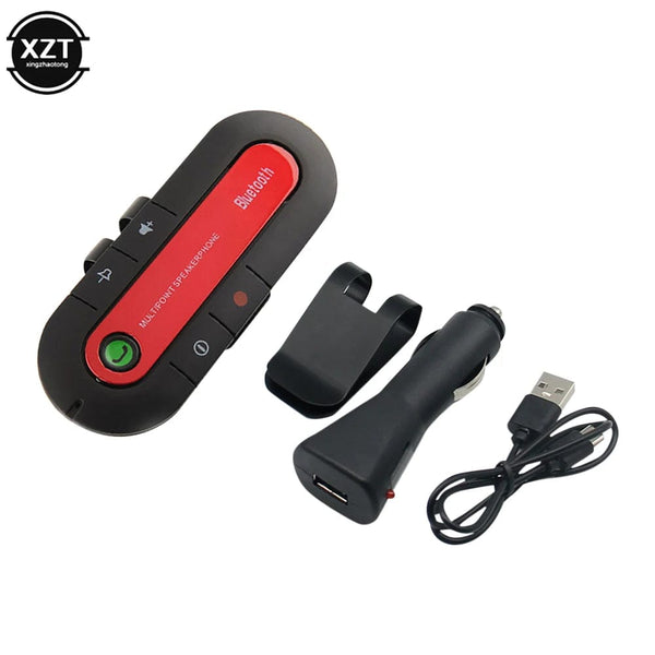 Planet Gates Red Car Handsfree Phone 4.1+EDR Wireless Bluetooth Compatible Handsfree Car Kit MP3 Music Player USB Power Audio Receiver Visor Clip