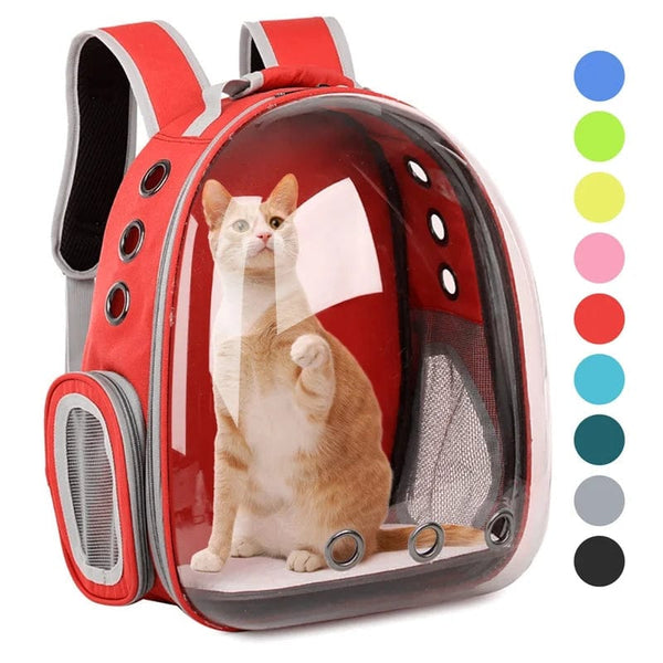 Planet Gates Red Cat Carrier Bag Outdoor Pet Shoulder bag Carriers Backpack Breathable Portable Travel Transparent Bag For Small Dogs Cats