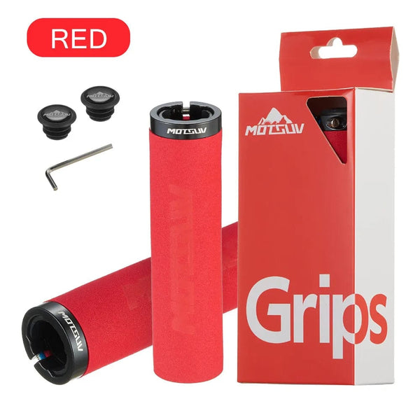 Planet Gates Red / CHINA MOTSUV MTB Grip Sponge Grips With Dust Plug Ultralight Soft Bike Handlebar Cover Anti-skid Cozy Bike Handle Alloy Bicycle Parts