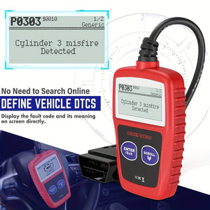 Planet Gates Red Classic Enhanced Universal OBD2 Scanner Car Engine Fault Code Reader, Check Engine Light And Emission Monitor Status, OBDII CAN Diagnostic Scan Tool