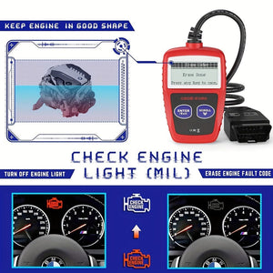 Planet Gates Red Classic Enhanced Universal OBD2 Scanner Car Engine Fault Code Reader, Check Engine Light And Emission Monitor Status, OBDII CAN Diagnostic Scan Tool