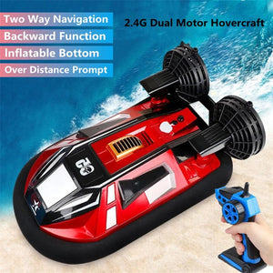 Planet Gates Red / CN Amphibous Dual Motor RC Boat Toys 2.4G Over Distance Prompt Cooling Device Backward Function Wireless Remote Control Hovercraft