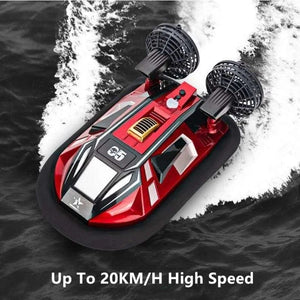 Planet Gates Red / CN Amphibous Dual Motor RC Boat Toys 2.4G Over Distance Prompt Cooling Device Backward Function Wireless Remote Control Hovercraft