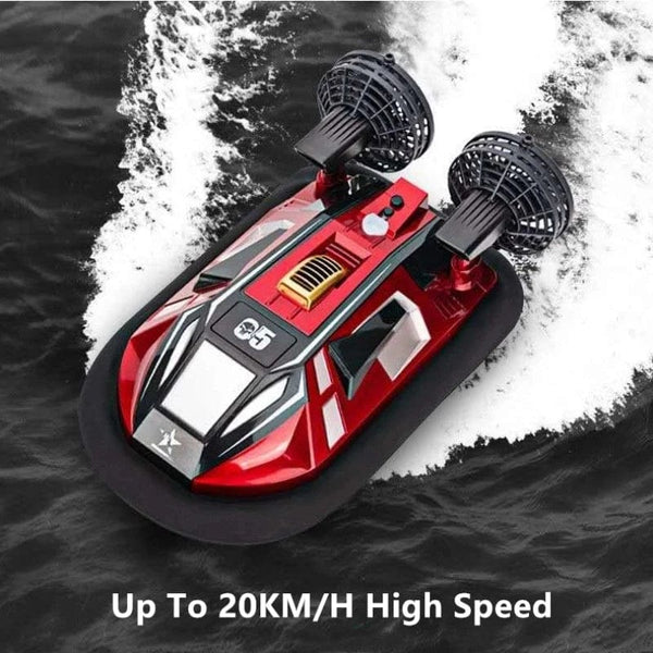 Planet Gates Red / CN Amphibous Dual Motor RC Boat Toys 2.4G Over Distance Prompt Cooling Device Backward Function Wireless Remote Control Hovercraft