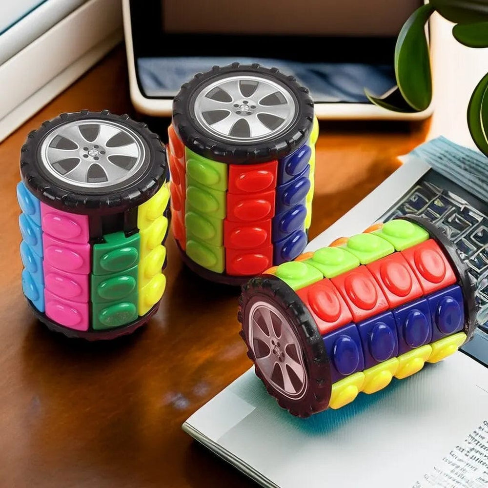 Planet Gates Red Cube Corn Shape 3D Magic Tower: Develop Intelligence with Rubik's Cube Decompression Toy DIY Cylindrical Puzzle