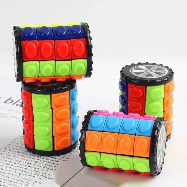 Planet Gates Red Cube Corn Shape 3D Magic Tower: Develop Intelligence with Rubik's Cube Decompression Toy DIY Cylindrical Puzzle