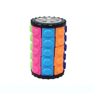 Planet Gates Red Cube Corn Shape 3D Magic Tower: Develop Intelligence with Rubik's Cube Decompression Toy DIY Cylindrical Puzzle