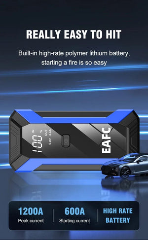 Planet Gates Red / CZECH REPUBLIC 12V Car Jump Starter 1200A Output Portable Emergency Start-up Charger Petrol Car Power Bank Booster Battery Starting Device