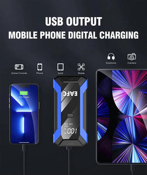 Planet Gates Red / CZECH REPUBLIC 12V Car Jump Starter 1200A Output Portable Emergency Start-up Charger Petrol Car Power Bank Booster Battery Starting Device