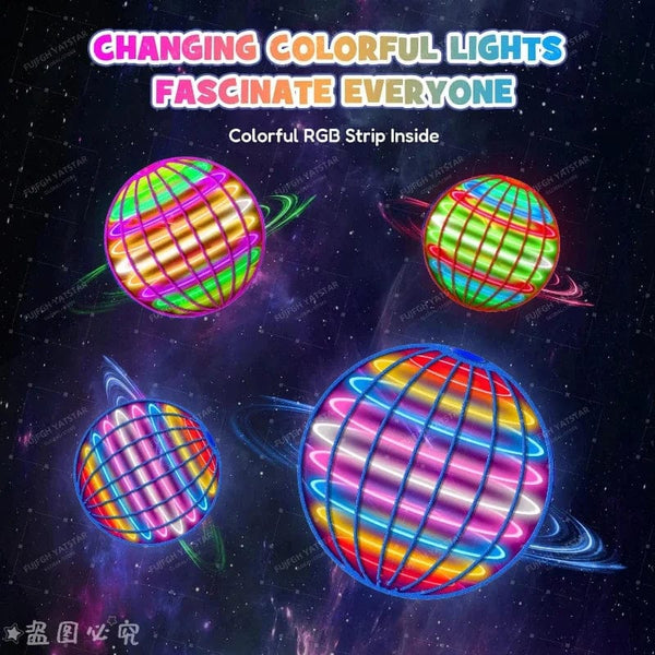 Planet Gates Red Flying Ball Suspension Color LED Automatic Boomerang Ball Black Tech Magic Ball Flying Toys Gyroscopic Anti-Gravity For Children