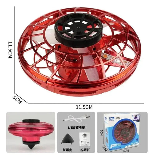 Planet Gates Red Flying Spinner UFO Mini Drone,Flying Spinner Hand Operated Drones Indoor Outdoor Cool Stuff Mini Drones Toys Birthday Gifts
