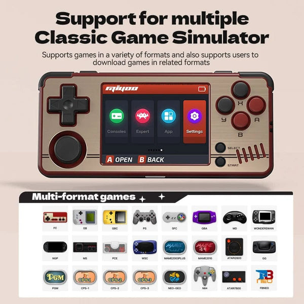 Planet Gates Red Gold / 64G(15K Games) MIYOO A30 Handheld Game Console 2.8'' IPS Screen Linux System Horizontal Retro Emulator Video Console Vibration Motor Kids Gifts