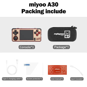 Planet Gates Red Gold / 64G(15K Games) MIYOO A30 Handheld Game Console 2.8'' IPS Screen Linux System Horizontal Retro Emulator Video Console Vibration Motor Kids Gifts