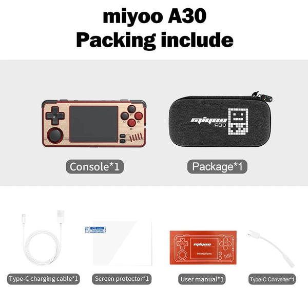 Planet Gates Red Gold / 64G(15K Games) MIYOO A30 Handheld Game Console 2.8'' IPS Screen Linux System Horizontal Retro Emulator Video Console Vibration Motor Kids Gifts