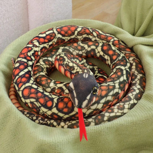 Planet Gates red green snake zy / 160cm Artificial Python Plush Toy Long Snake Yellow Orange Green Python Plush Toy Decorate The House Holiday Decorations