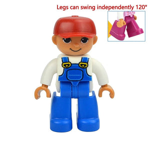 Planet Gates Red Hat Boy Figures Dolls Big Size Building Blocks Family Action Workers Doctor Police Farmer Compatible Large Bricks Duploes Kid Toys