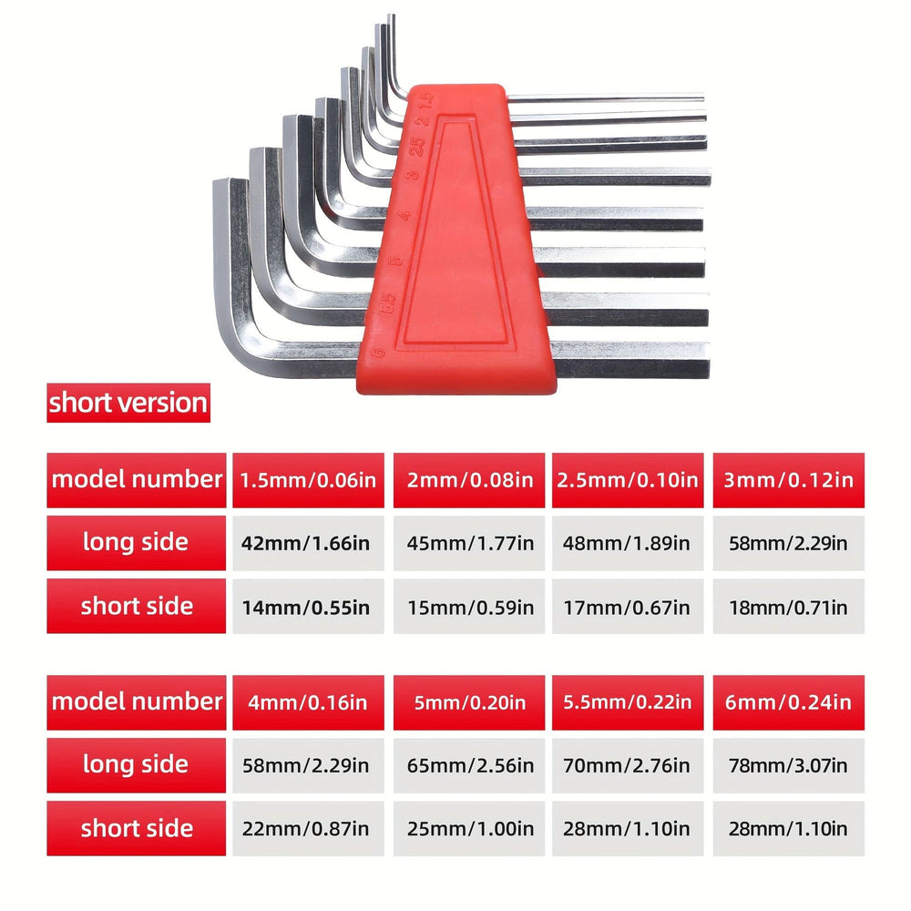 Planet Gates Red hex Wrench Set (Large + Small) Red Hexagonal Wrench Set Tool For Car Repairing