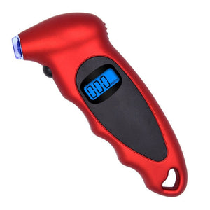 Planet Gates Red High-Precision Digital Tire Pressure Gauge with LCD Display & Backlight - Monitor Your Car's Tyre Air Pressure Accurately!