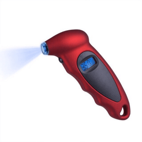 Planet Gates Red High-Precision Digital Tire Pressure Gauge with LCD Display & Backlight - Monitor Your Car's Tyre Air Pressure Accurately!
