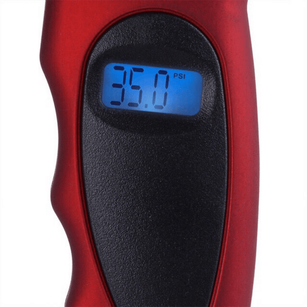 Planet Gates Red High-Precision Digital Tire Pressure Gauge with LCD Display & Backlight - Monitor Your Car's Tyre Air Pressure Accurately!