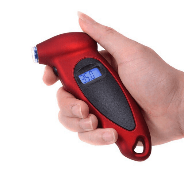 Planet Gates Red High-Precision Digital Tire Pressure Gauge with LCD Display & Backlight - Monitor Your Car's Tyre Air Pressure Accurately!
