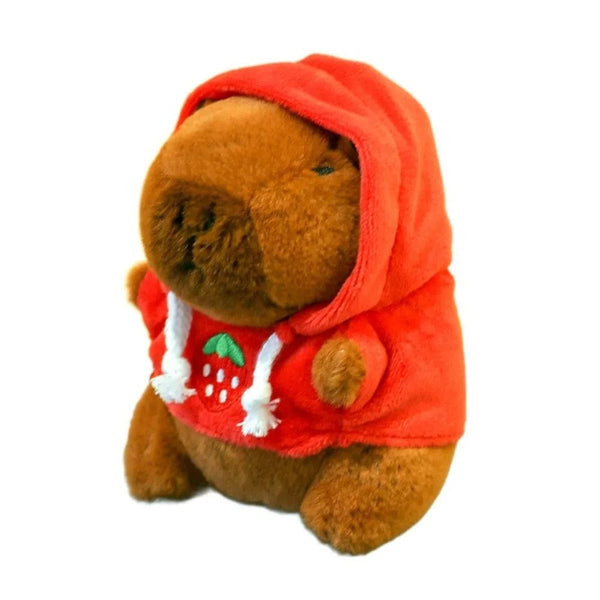 Planet Gates Red-Hoodie Cute Small Size Capybara Plush Toy With Wings Hoodie Simulation Capybara Doll Fluffty Toy Birthday Gifts