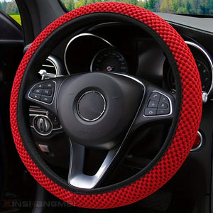 Planet Gates Red Ice Silk Stretch Breathable Non-slip Steering Wheel Cover For Easy Installation And Removal