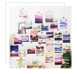 Planet Gates RED Ins Mountain River Scenery Art Postcards Creative Colorful Decoratiove Card Bedroom Background Wall Sticker Photo Props 15sheets