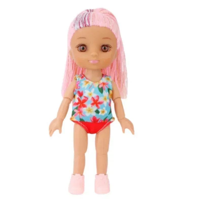 Planet Gates Red Jumpsuit / Doll and clothes Mini 16cm Doll and Clothes 3D simulation eye Multi joint movable hinge doll Multi-color Hair Girls DIY Toys Birthday Gifts