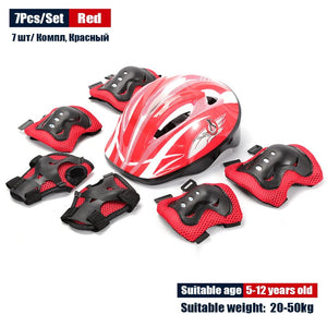Planet Gates Red Kids Rollerblading Protective Gear Set Helmet Protector Knee Elbow Wrist Pads Boy Girl Bike Skateboard Skiing Scooter Sports