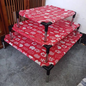 Planet Gates Red / M 40x50x12cm Elevated Bed for Dog Cat Folding Pet Camping Bed Cat House Portable Removable Washable Four Seasons Dog Kennel Puppy Beds