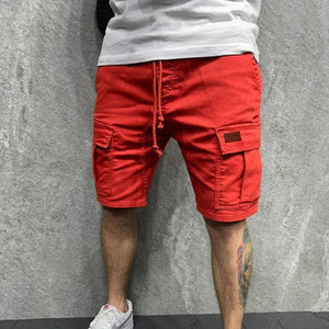 Planet Gates Red / M / Pack of 1 | CHINA Men's Casual Shorts Men's summer cargo shorts Loose multi-pocket stitching waist drawstring straight barrel