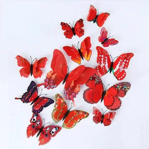 Planet Gates Red - Magnet 12pcs 3D Double Layer Butterflies Wall Stickers Living Room Decor Wedding Kids  Decoration DIY  Art Magnet
