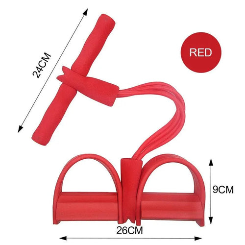 Planet Gates RED Multi Function Tension Rope Bands for Fitness Exercises Elastics Tape Home Resistance Bands 4 Tube Elastic Pedal Puller