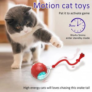 Planet Gates red New Cat Rolling Ball Bird Chirping Interactive Cats Toys Motion Sensor Cat Toy Balls Random Rolling Pet Kitten Teaser Long Tail