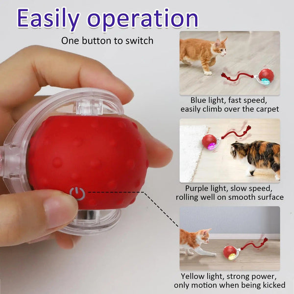 Planet Gates red New Cat Rolling Ball Bird Chirping Interactive Cats Toys Motion Sensor Cat Toy Balls Random Rolling Pet Kitten Teaser Long Tail