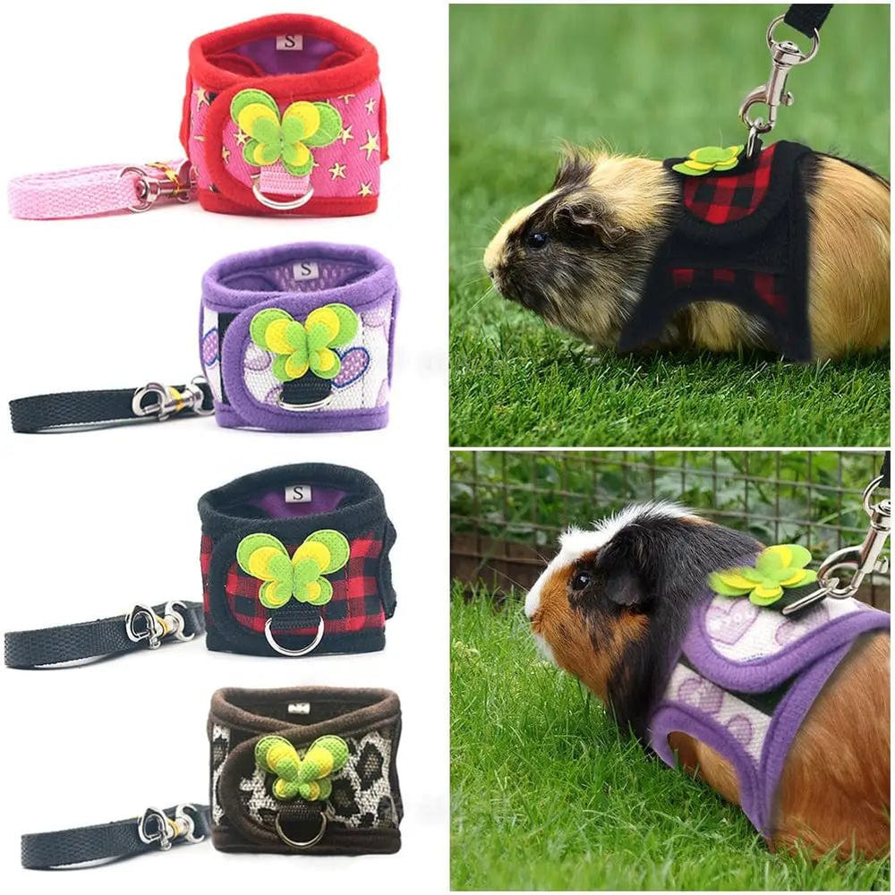 Planet Gates Red Plaid / M Adjustable Guinea Pig Harness Leash Set Outdoor Traction Rope for Hamster Chinchilla Mice Rat Ferret Rabbit Animal Accessories