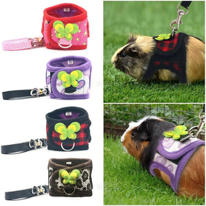 Planet Gates Red Plaid / M Adjustable Guinea Pig Harness Leash Set Outdoor Traction Rope for Hamster Chinchilla Mice Rat Ferret Rabbit Animal Accessories
