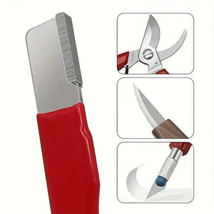 Planet Gates Red Portable knife sharpener Garden scissors Kitchen knife Mouth sharpener Scraper Edge trimmer Edge scraper