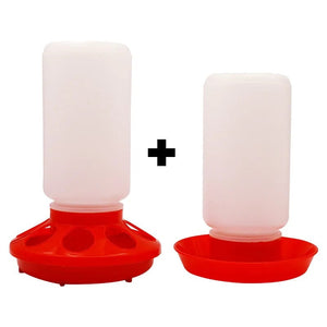 Planet Gates Red Poultry New Thickened Feeder and Drinker Water Food Dispenser Automatic Chicken Birds Chick Waterer Feeding Bucket Container 1L
