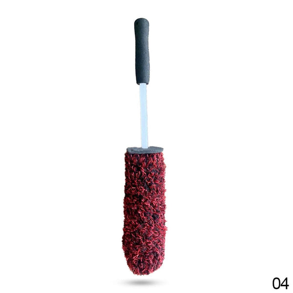 Planet Gates Red Premium Car Wheel Brush - Non-Slip Handle & Easy Cleaning for Rims & Spokes - Car Accessories