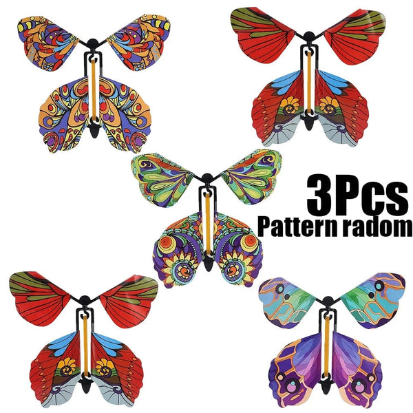 Planet Gates Red Radom 1 5Pcs Magic Flying Butterfly Wind Up Toy In The Sky Funny Rubber Band Powered Cards Kids Tricks Props Party Great Surpris Gift