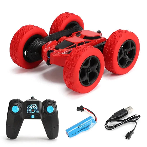 Planet Gates Red Rc Stunt Car RC Stunt Car Children Double Sided Flip 2.4G Remote Control 360 Deree Rotation Off Road Drift RC Car Gifts For Kids Adults Boys