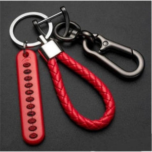 Planet Gates Red rope black buckle Anti-Lost Car Key Pendant Split Rings Keychain Phone Number Card Keyring Auto Vehicle Lobster Clasp Key Chain Car Accessories